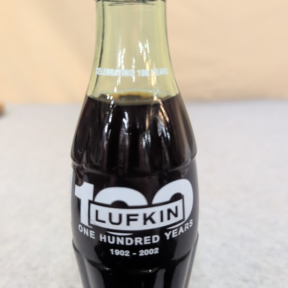 Coca-Cola Classic Lufkin 100 Years 1902-2002 Commemorative 8oz Glass Bottle - Picture 2 of 6